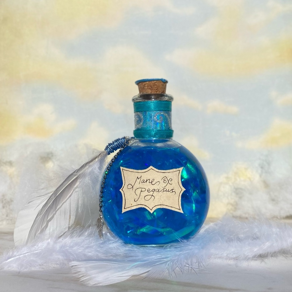 Mane of Pegasus—Custom Fantasy Potion Bottle | Collectible Glass, Dnd prop